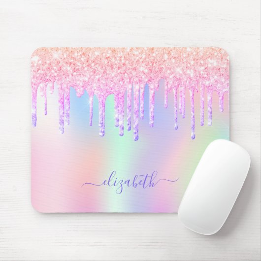 Glitzer Iridescent unicorn Regenbogenmonogramm Nam Mousepad (Mit Mouse)