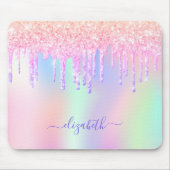 Glitzer Iridescent unicorn Regenbogenmonogramm Nam Mousepad (Vorne)