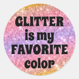 Glitzer ist mein Lieblings-Rosa-Funkenaufkleber Runder Aufkleber