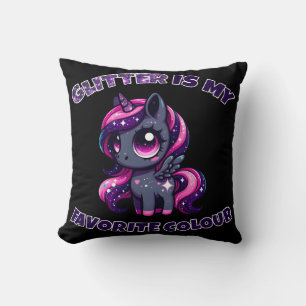 Glitzer ist meine Lieblingsfarbe niedlich Pony Uni Kissen