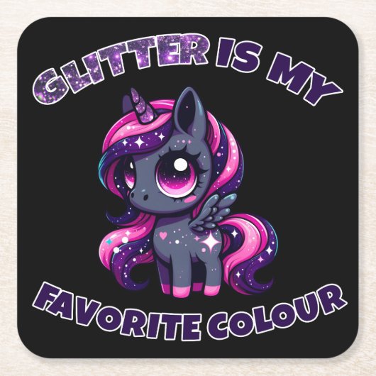 Glitzer ist meine Lieblingsfarbe niedlich Pony Uni Rechteckiger Pappuntersetzer (Vorderseite)