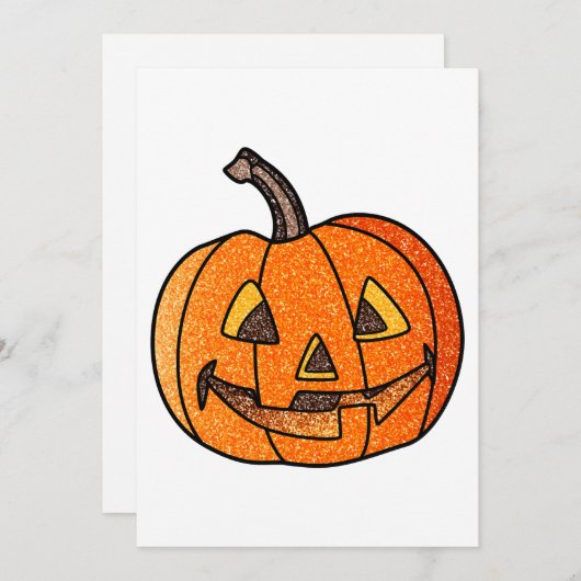 Glitzer Jack O'Lantern Einladung (Vorne/Hinten)