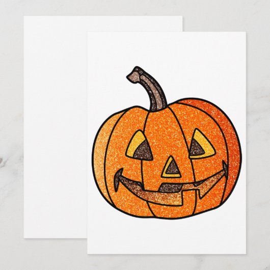 Glitzer Jack O'Lantern Feiertagskarte (Vorne/Hinten)