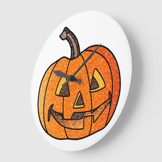 Glitzer Jack O'Lantern Große Wanduhr (Winkel)