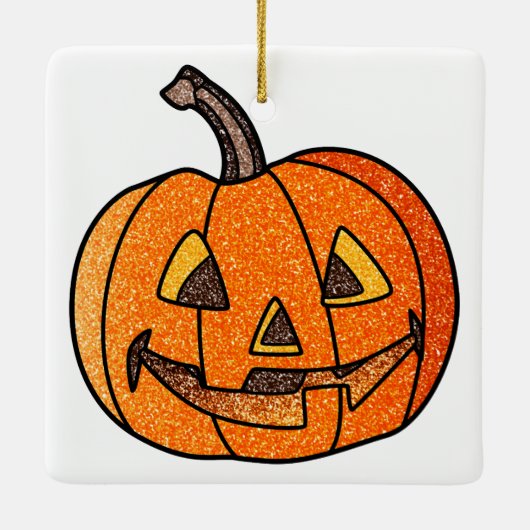 Glitzer Jack O'Lantern Keramikornament (Rückseite)
