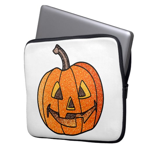 Glitzer Jack O'Lantern Laptopschutzhülle (Vorderseite Links)