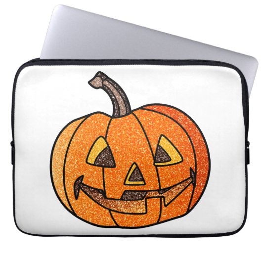 Glitzer Jack O'Lantern Laptopschutzhülle (Vorderseite)
