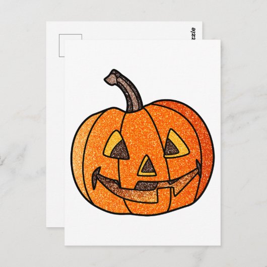 Glitzer Jack O'Lantern Postkarte (Vorne/Hinten)