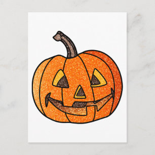 Glitzer Jack O'Lantern Postkarte