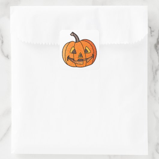 Glitzer Jack O'Lantern Quadratischer Aufkleber (Tasche)