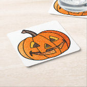Glitzer Jack O'Lantern Rechteckiger Pappuntersetzer (angewinkelt)