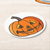 Glitzer Jack O'Lantern Runder Pappuntersetzer (Angewinkelt)