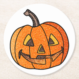 Glitzer Jack O'Lantern Runder Pappuntersetzer