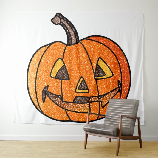 Glitzer Jack O'Lantern Wandteppich (Beispiel (Horizontal))