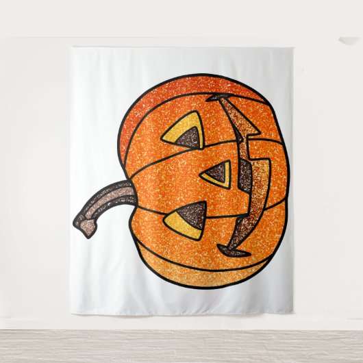Glitzer Jack O'Lantern Wandteppich (Vorderseite)