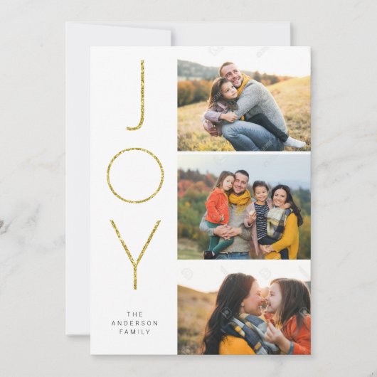 Glitzer JOY 3 Stacks Pix Feiertagskarte (Vorderseite)