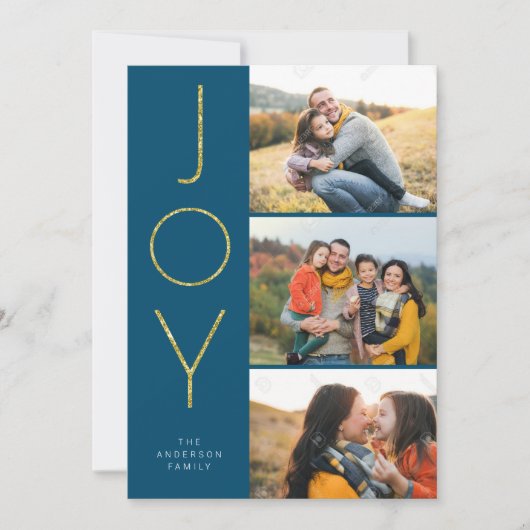 Glitzer JOY 3 Stacks Pix Feiertagskarte (Vorderseite)