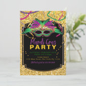 Glitzer-Karneval Einladung (Stehend Vorderseite)