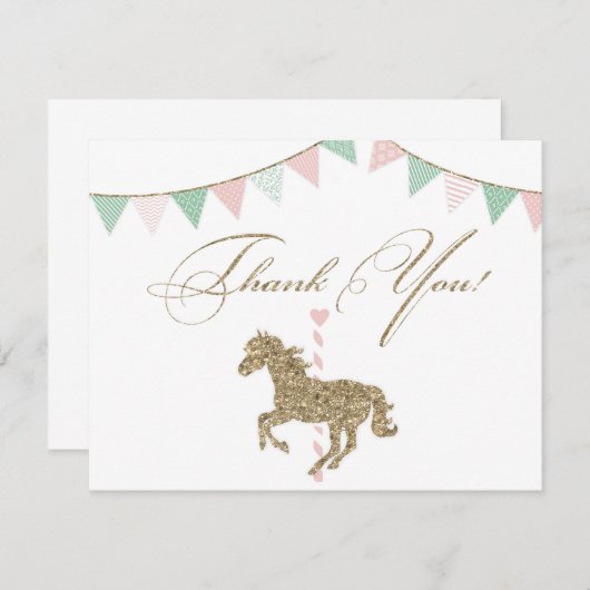 Glitzer Karousel Pferd | Danke (Vorne/Hinten)