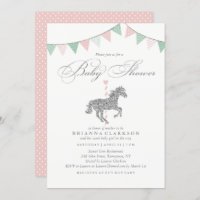 Glitzer Karussell Pferd| Einladung zur Kinderdusch