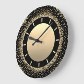 Glitzer Khaki Gray Black Metal Gold Crystals Große Wanduhr (Winkel)