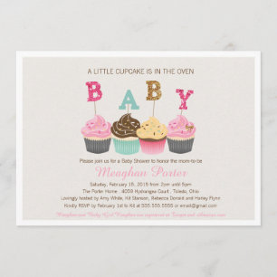 Glitzer Kinderdusche Einladung - Cupcakes, Glitz