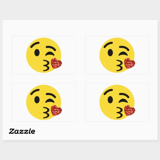 Glitzer kiss emoji rechteckiger aufkleber (Blatt)
