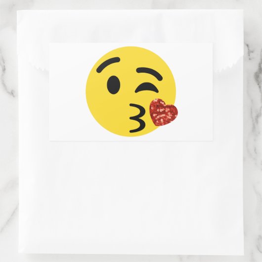 Glitzer kiss emoji rechteckiger aufkleber (Tasche)