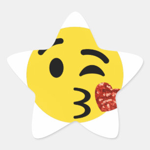 Glitzer kiss emoji Stern-Aufkleber