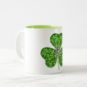Glitzer Kleeblatt und Blume Tasse (Vorderseite Links)