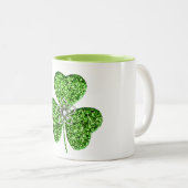 Glitzer Kleeblatt und Blume Tasse (VorderseiteRechts)