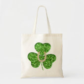 Glitzer Kleeblatt und Hufeisenbeutel Tragetasche (Vorne)