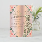Glitzer Kleid, Rose Gold Blütenblume 50. Geburtsta Einladung (Stehend Vorderseite)
