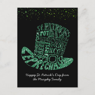 Glitzer-Kobold Shamrock   St. Patrick's Day Postkarte