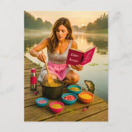 Glitzer Kochen für frisch auf dem Dock Feiertagspostkarte