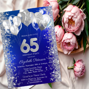 Glitzer Konfetti Ballons Marineblau 65. Geburtstag Einladung