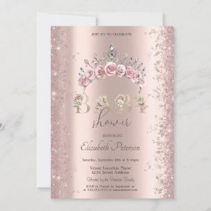Glitzer-Konfetti-Blumenkrone-Baby-Party Einladung