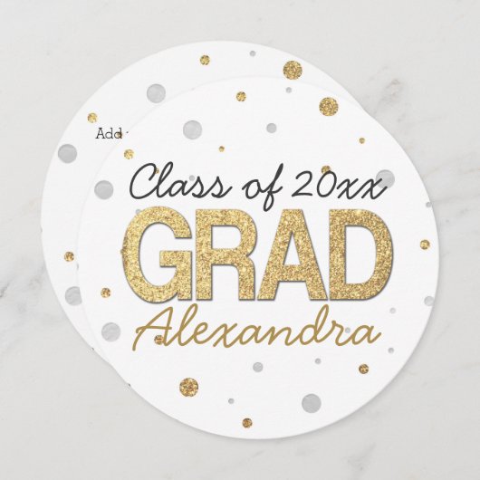 Glitzer-Konfetti-Graduiertengruppe Gold Foil Einladung (Vorne/Hinten)