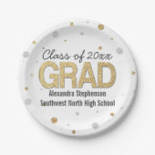 Glitzer-Konfetti-Graduierungspartei für Gold Foil Pappteller (Vorderseite)