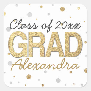 Glitzer-Konfetti-Graduierungspartei für Gold Foil Quadratischer Aufkleber