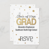 Glitzer-Konfetti-Graduierungspartei für Gold Foil RSVP Karte (Vorne/Hinten)