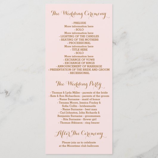 Glitzer Konfetti Hochzeitsfeiern Programm (Rückseite)