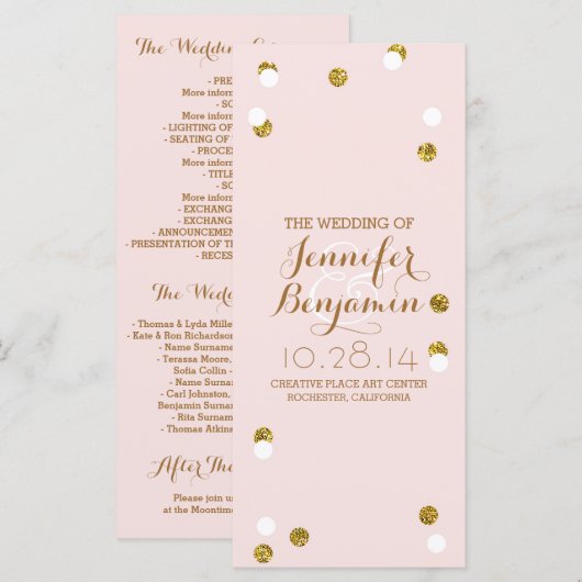 Glitzer Konfetti Hochzeitsfeiern Programm (Vorne/Hinten)