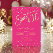 Glitzer Konfetti Neon Pink Sweet 16 Foto Einladung