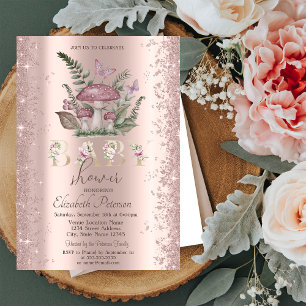 Glitzer Konfetti Pilze Schmetterlinge Baby Shower Einladung