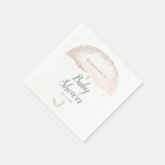 Glitzer Konfetti Rosa Schirm Babydusche Serviette (Ecke)