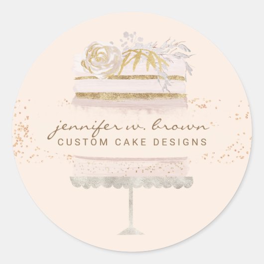 Glitzer Kuchen Bäckerei Konditorie Runder Aufkleber (Vorderseite)