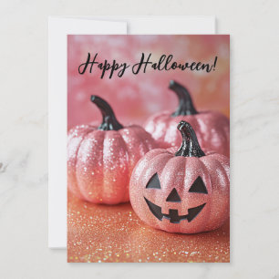 Glitzer-Kürbisse Halloween-Grußkarte Einladung