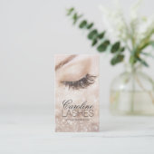 Glitzer Lange Lashes Augenbrauen Beige Cremekarte Visitenkarte (Stehend Vorderseite)