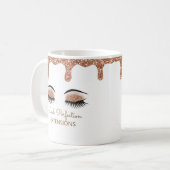 Glitzer Lash Extensions Tasse für Firmennamen (Vorderseite Links)